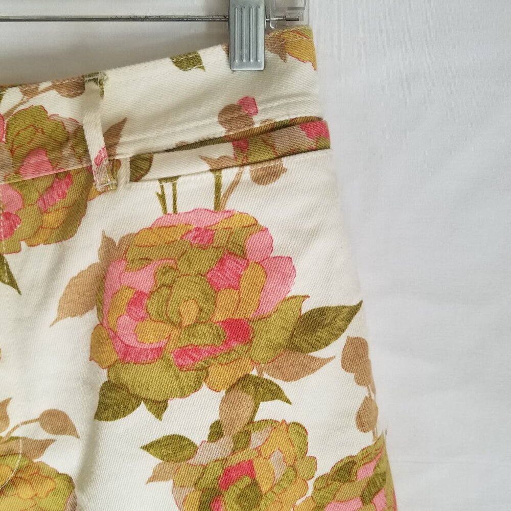 Rebecca Taylor Yellow Floral High Waist Shorts Size 8 (fits like a 6) - Picture 3 of 6